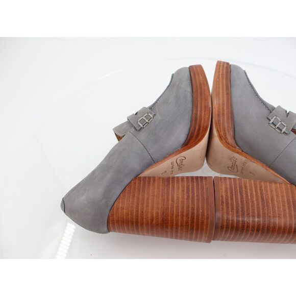 Candie's Hiss Penny Loafer Platform Chunky Blue Leather Block Wooden Heel Size 6 - Picture 8 of 13